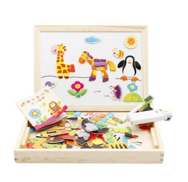 Children's Magnetic Jigsaw Puzzle Toy Cute Cartoon Animal Jigsaw Puzzle Picture Board Children's Educational Toy - Image 2