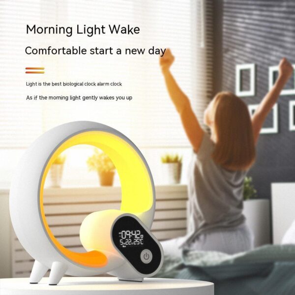 Creative Q Light Analog Sunrise Digital Display Alarm Clock Bluetooth Audio Intelligent Wake-up Q Colorful Atmosphere Light - Image 4