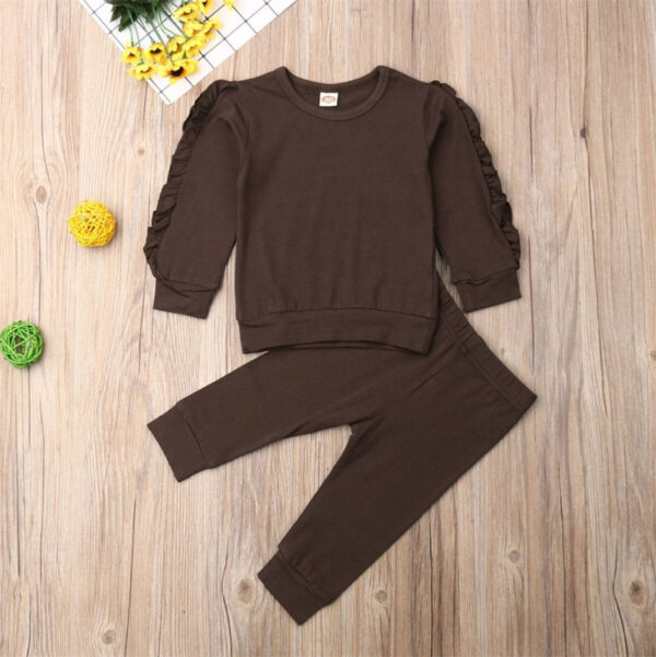 Newborn Baby Boys Girls Ruffles Jumper Solid Long Sleeve Sweatshirt Tops Pants Infant Kids 2Pcs Outfits Clothes Set Fall Clothes - Image 4