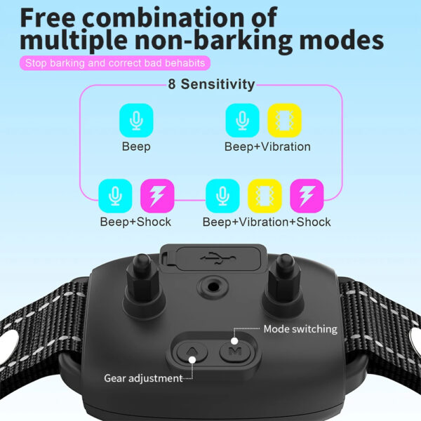 Smart Automatic Anti Barking Dog Collar Rechargeable Bark Stopper Stop Barking HD Digital Display IP67 Waterproof Collar For Dogs Pet Products - Image 7