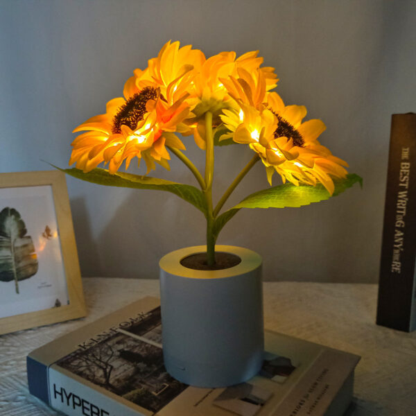 Rechargeable Sunflower Led Simulation Night Light Table Lamp Simulation Flowers Decorative Desk Lamp For Resturaunt Hotel Wedding Gift - Image 8