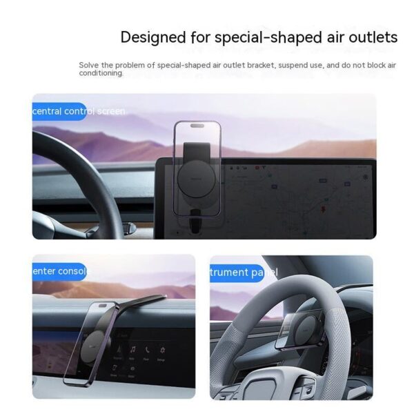 Magnetic Bendable Car Mobile Phone Holder Wireless Charger Phone Holder 15W Car Dash Mount Compatible With Phone - Image 4