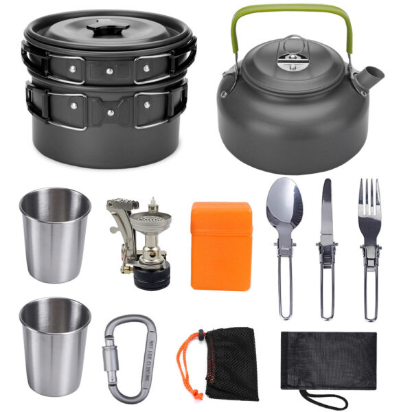 Camping Cookware Kit Outdoor Cooking Set Aluminum Equipment Outdoor Pot Travel Tableware Kitchen Hiking Picnic BBQ - Image 8